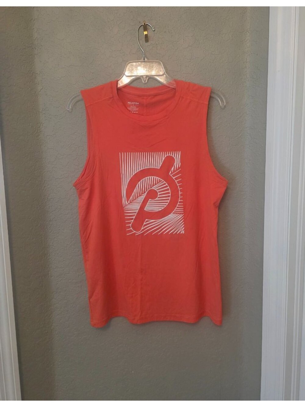 Peloton Men's Striving Orange Sleeveless Performance Muscle Tank S Loose Fit